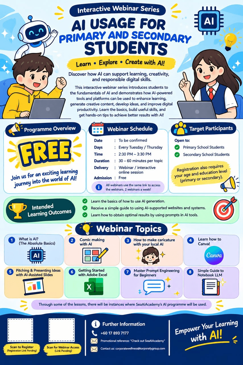 Illustrated AI webinar series for primary and secondary students